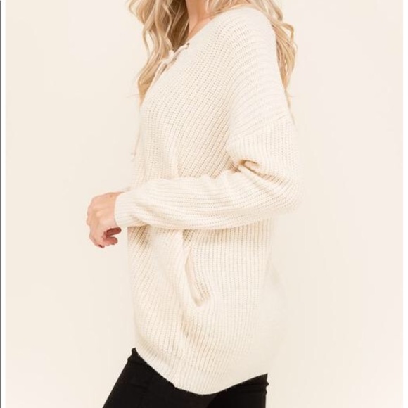 Front Tie Up Lightweight Sweater - Picture 3 of 3